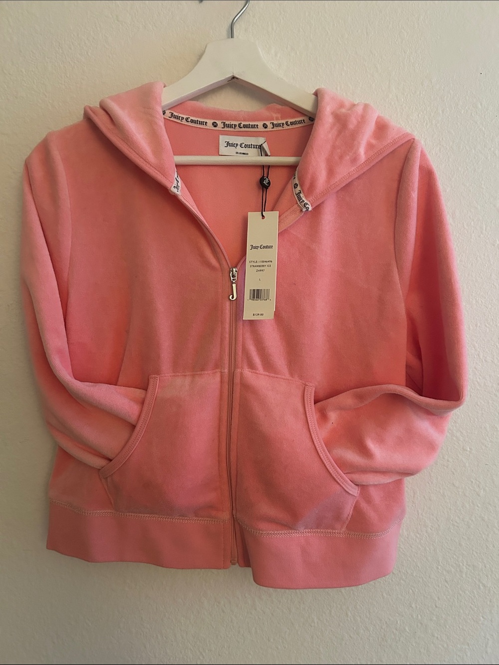 Juicy Couture Coral Pink Velour Zip Hoodie Two-Piece Set - Picture 5 of 8